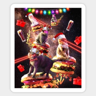 Space Burger Cat, Christmas Cats, Funny Sticker